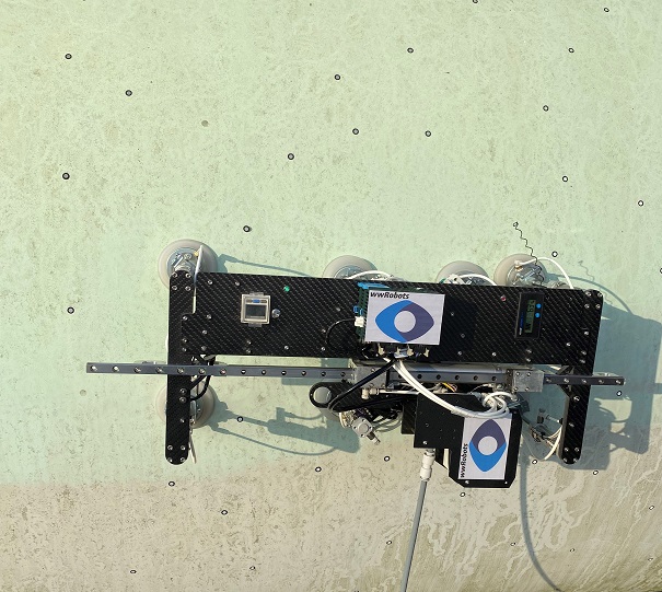Blade Robot unit close-up on a vertical surface